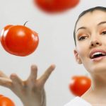 Tomato on face for clear skin