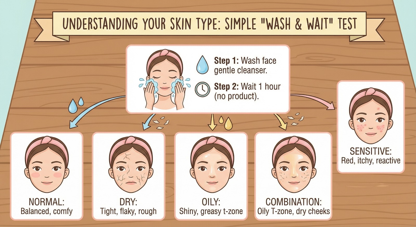 Know your skin type easily with this skin type test at home. Simple skin type quiz that will help you to find out your type of skin