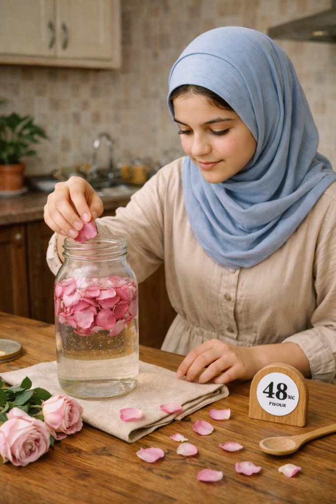 DIY rose water without boiling method for hair and skin