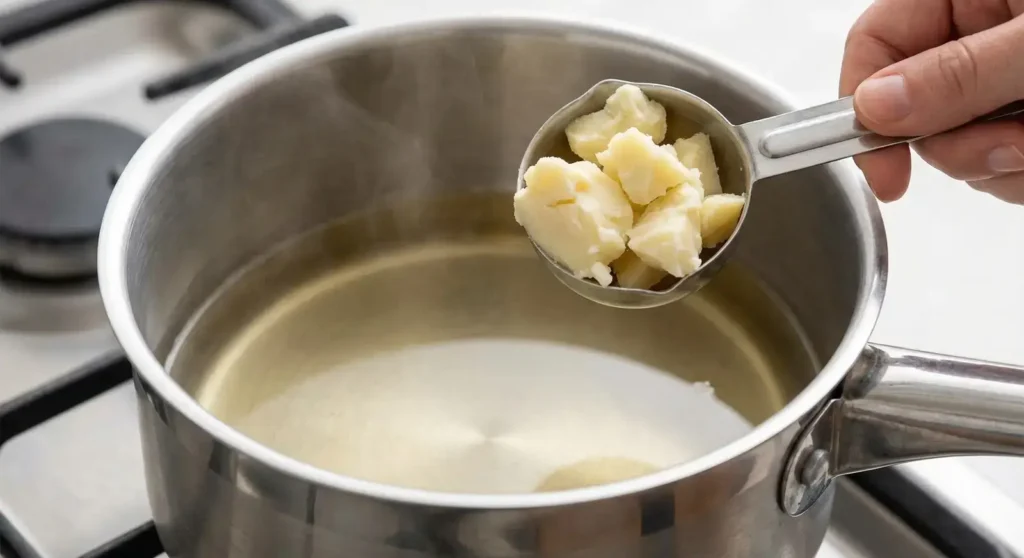 Shea butter helps to moisture the skin along with helps to harden the lotion bar