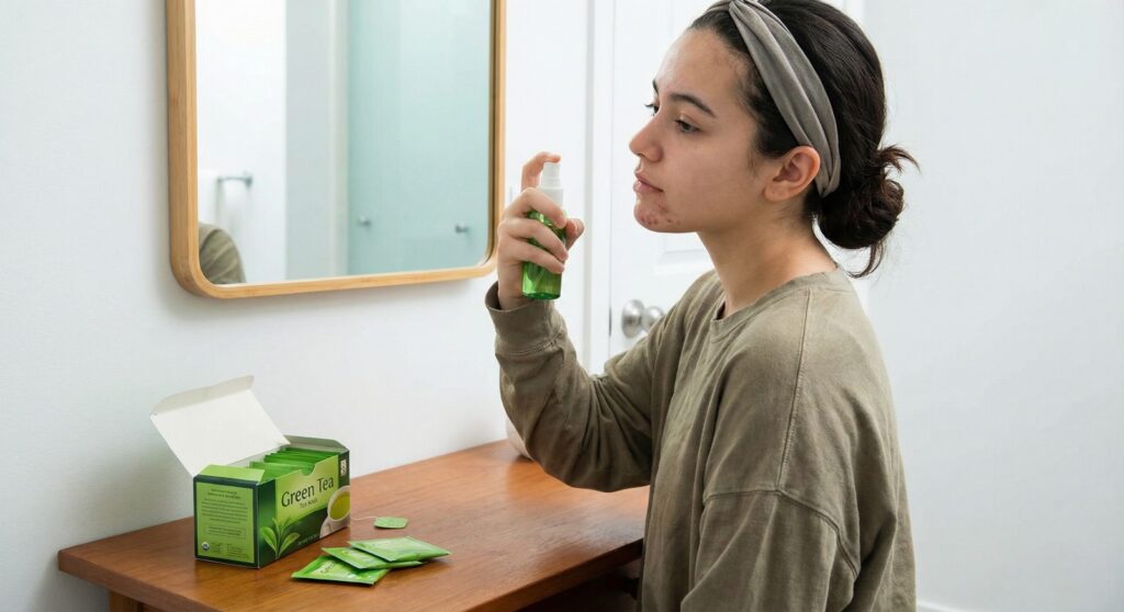 Green tea is rich in antioxidants that reduce redness and swelling.