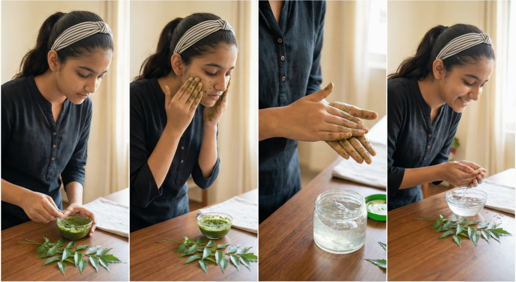 Neem leaves works as an anti-inflammatory, antibacterial that perfectly helps to remove pimples and reduce sebum production