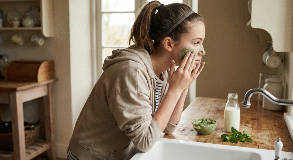 Mint leaves and milk works as a best natural exfoliator for dry and sensitive skin