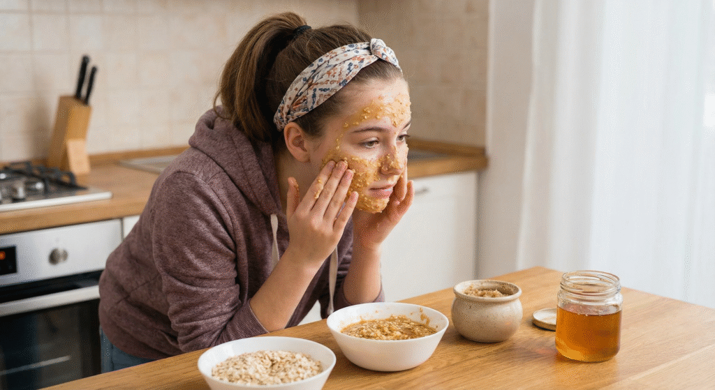 oatmeal reduce dead skin cells, exfoliate the skin gently and leave the skin hydrate and smooth